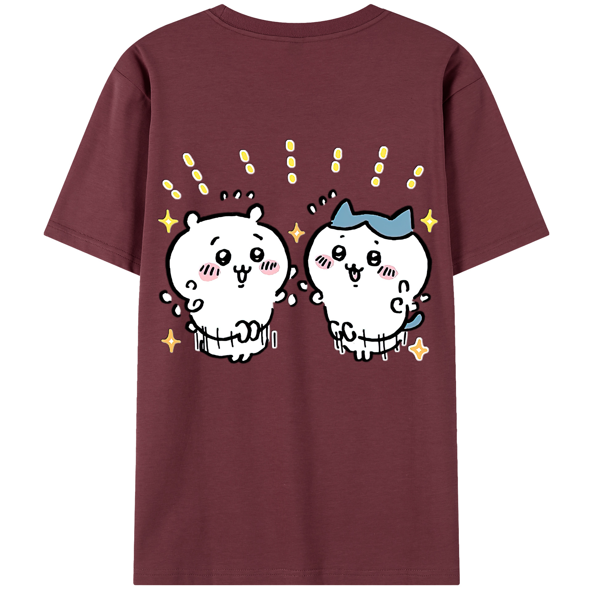 （画像用） ちいかわ ハチワレ Chii-kawa hachiware 綿100％半袖Tシャツ（背面プリント）